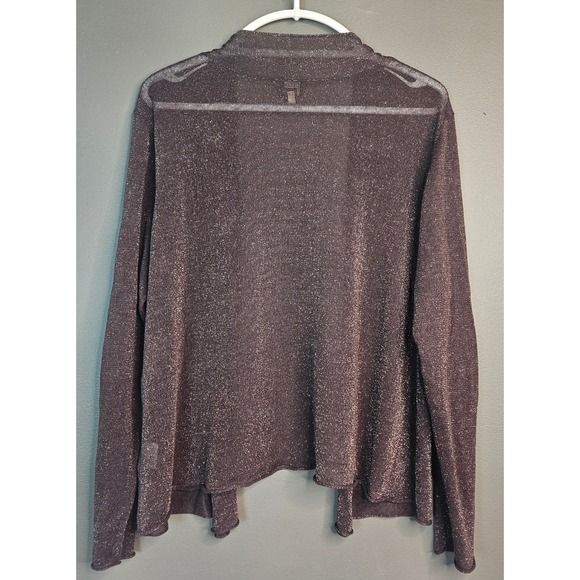 Eileen Fisher Brown Metallic Open Knit Cardigan XL Lagenlook Wedding Formal‎ - Picture 4 of 12